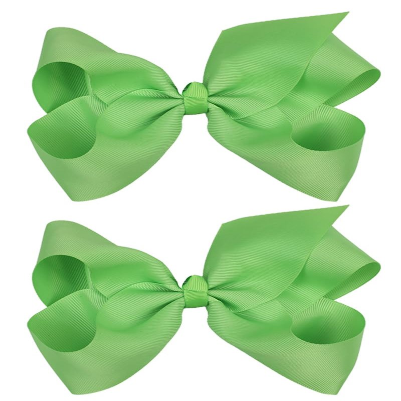 Hair Clips, Classic Hairbow Style, 2 Pack, 6 Inch, Daily Wear for Women, All Hair Types (Apple Green, 6 Inch)