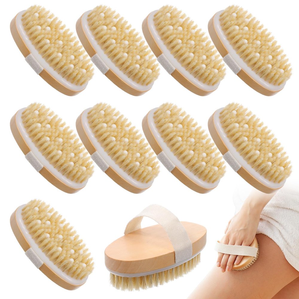 10Pcs Dry Brushes for Body Dry Brushing Body Brush Bristle Scrubbers with Massage Nodule Bath Brush for Shower Dead Skin Remove
