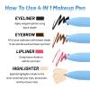 4 in 1 Multi-Functional Makeup Pen - 4 Colors All in One Makeup Pen,with Eyeliner Eyebrow Lip Liner Highlighter,Waterproof Long Lasting Touch Up Pencil view 4