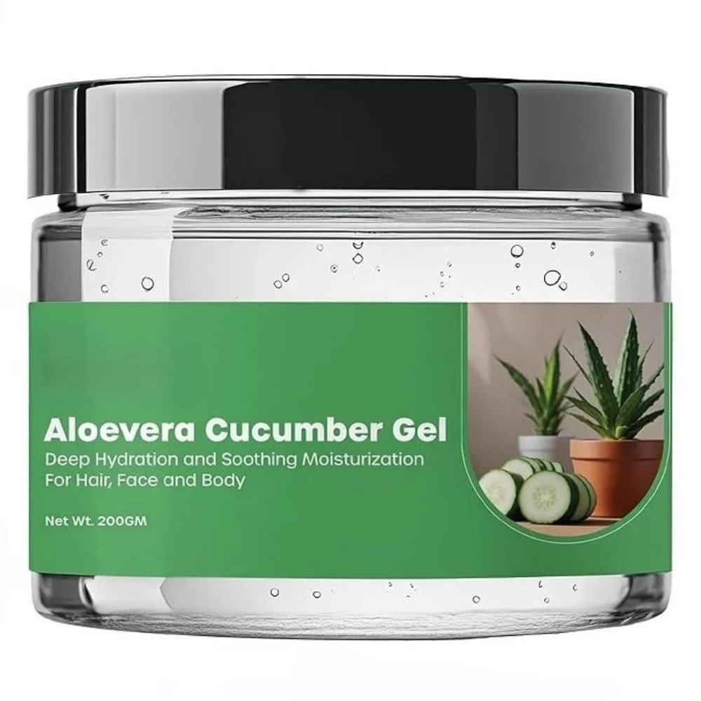 Aloe Vera Cucumber Gel, Deep Hydrating Moisturizer for Hair Face and Body, 200g
