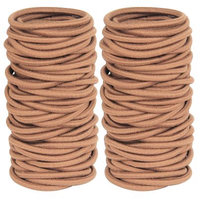 120 Count Beige Hair Ties Bulk Pack, Strong No Damage Elastic Hair Bands for Thick Hair, Seamless No Crease Ponytail Holders for Women, Girls, Sports & Everyday Use (4mm)
