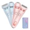 Electric Razors for Women 2 in 1,Compatible for Bikini Trimmer Face Shavers Hair Removal for Underarms Legs Ladies Body Trimmer IPX7 Waterproof(Blue) view 2