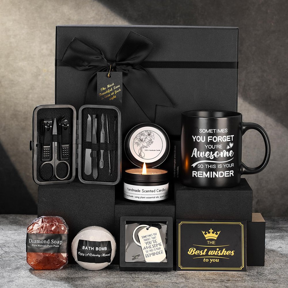 Gifts for Men,Self Care Gifts for Men, 7 Pcs Unique Gifts for Him Dad Boyfriend Husband Brother Friends, Perfect for Birthday Bath Set Spa Kit Bath and Body Self Care Grooming Relaxation Stress Relief