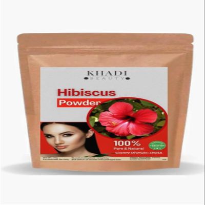 Hibiscus Powder, 100% Pure and Natural, Indian Origin Khadi Beauty Hibiscus Flower Powder for Hair Conditioning, Pure Natural Herbal Supplement for Skin, Nails, Acne Scars, 0.22 Lbs