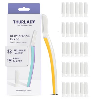 THURLADY Dermaplane Razor for Women Face, 1 Reusable Handle + 31 Microblades