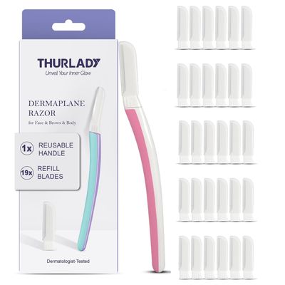 THURLADY Dermaplane Razor for Women Face, 1 Reusable Handle + 31 Microblades