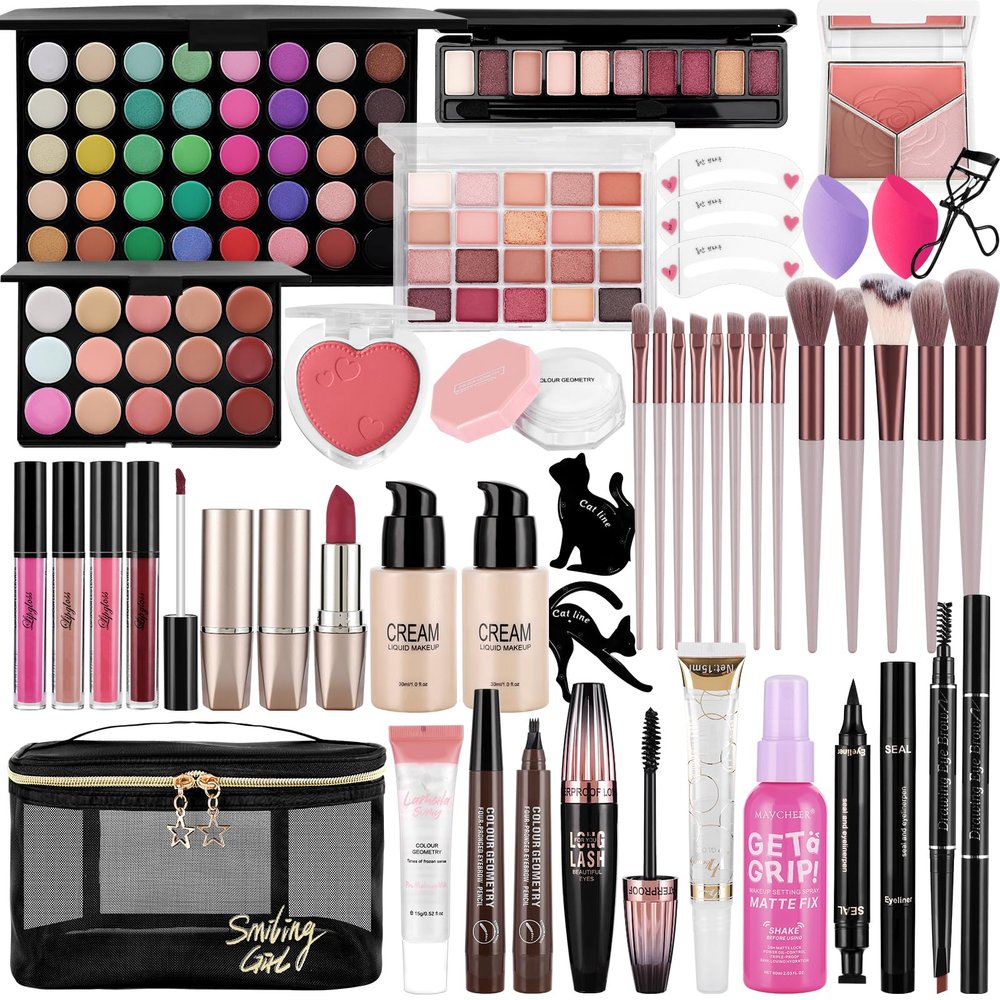 Makeup Set for Women Full Kit Include Eyeshadow Concealer Palette Lip Gloss Lipstick Eye Pencil Makeup Brushes, All In One Makeup Gift Set For Teen Girls and Beginner, Stocking Stuffers for Teen Girls