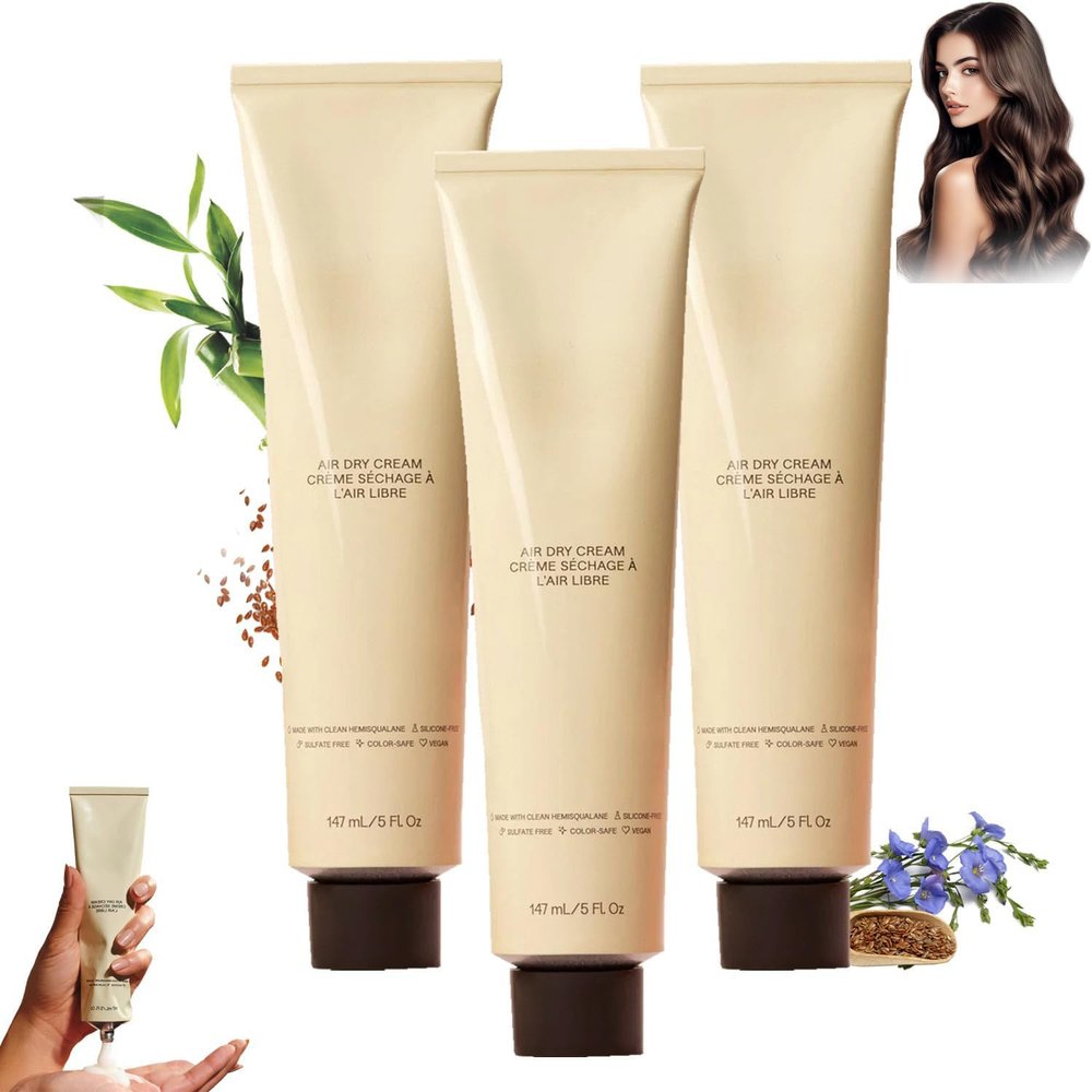 Complete Air Dry Cream for Curly Hair, No Heat Air Dry Styling CreamAirs Drys Creams for Curlys Hairs, Hydrating & Frizz Control Airdry Creams for Curly, Wavy & Straight hair (3PC)