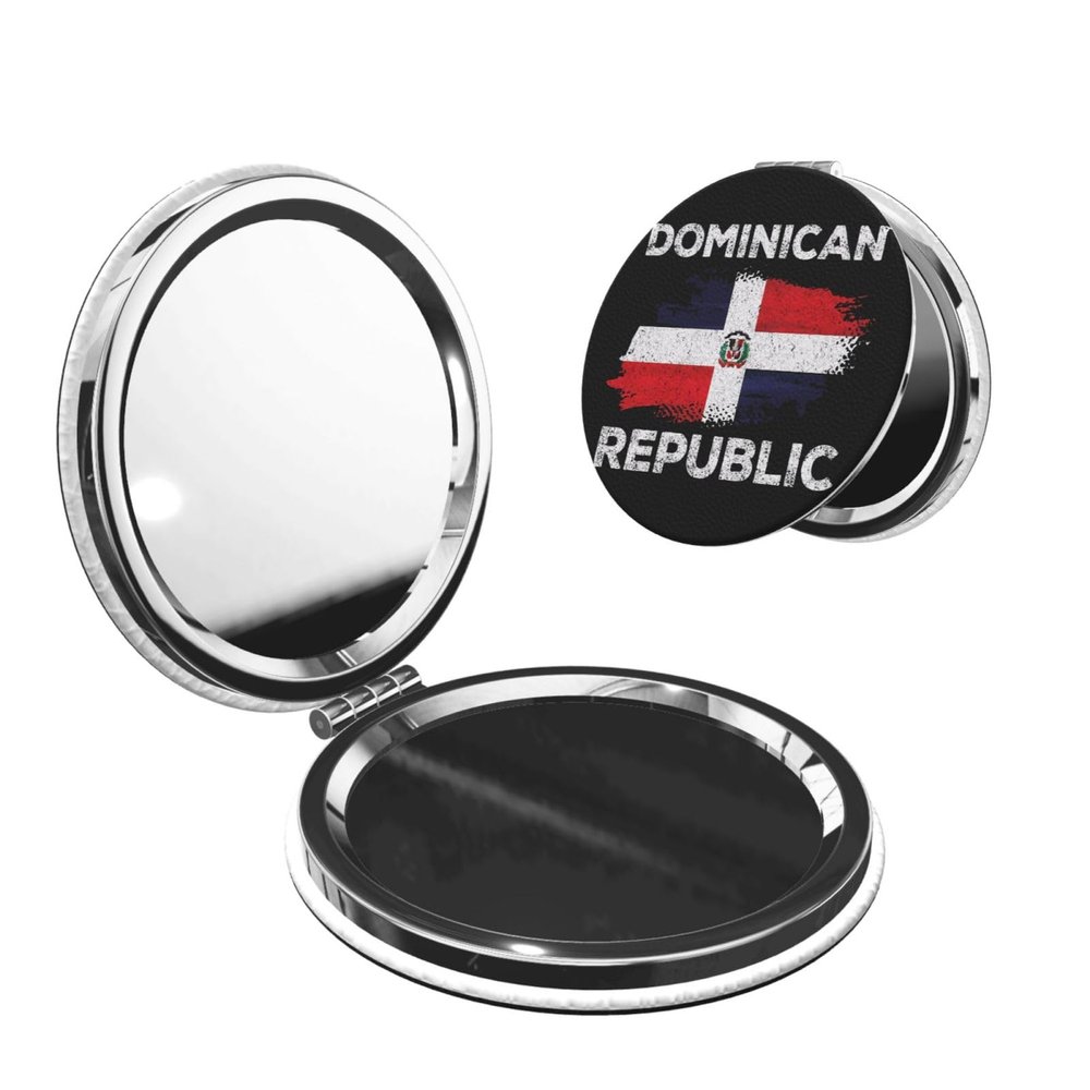 CRAYUKT Dominican Dominicana Republic Flag Pocket Mirror Portable Foldable Magnifying Mirror Small Travel Mirror Makeup