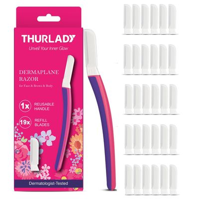 THURLADY Dermaplane Razor for Women Face, 1 Reusable Handle + 31 Microblades