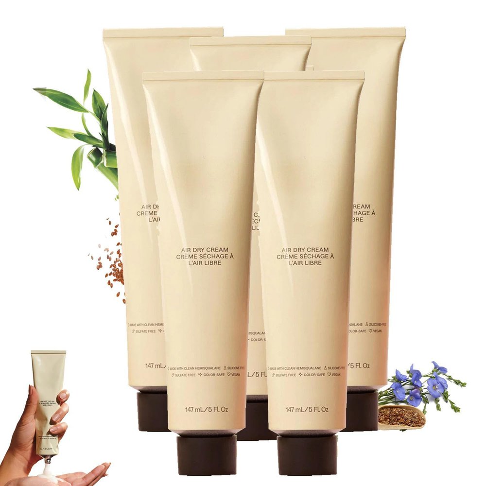 Complete Air Dry Cream for Curly Hair, No Heat Air Dry Styling CreamAirs Drys Creams for Curlys Hairs, Hydrating & Frizz Control Airdry Creams for Curly, Wavy & Straight hair (5PC)