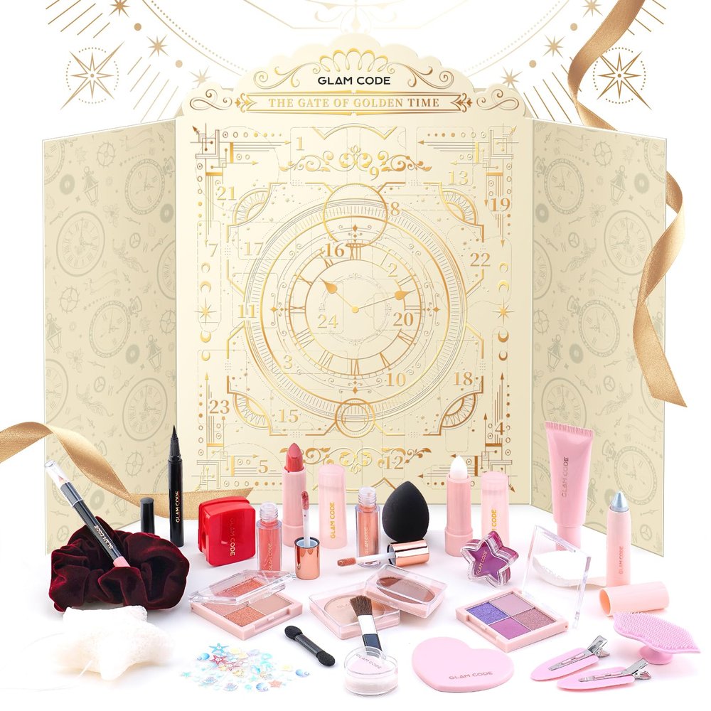 Glam Code Makeup Advent Calendar 2025, 24 Days Beauty Gift Set for Teen Girls Women  Christmas Countdown Calendar Beauty & Cosmetics Holiday Surprise Make Up Gift Kits