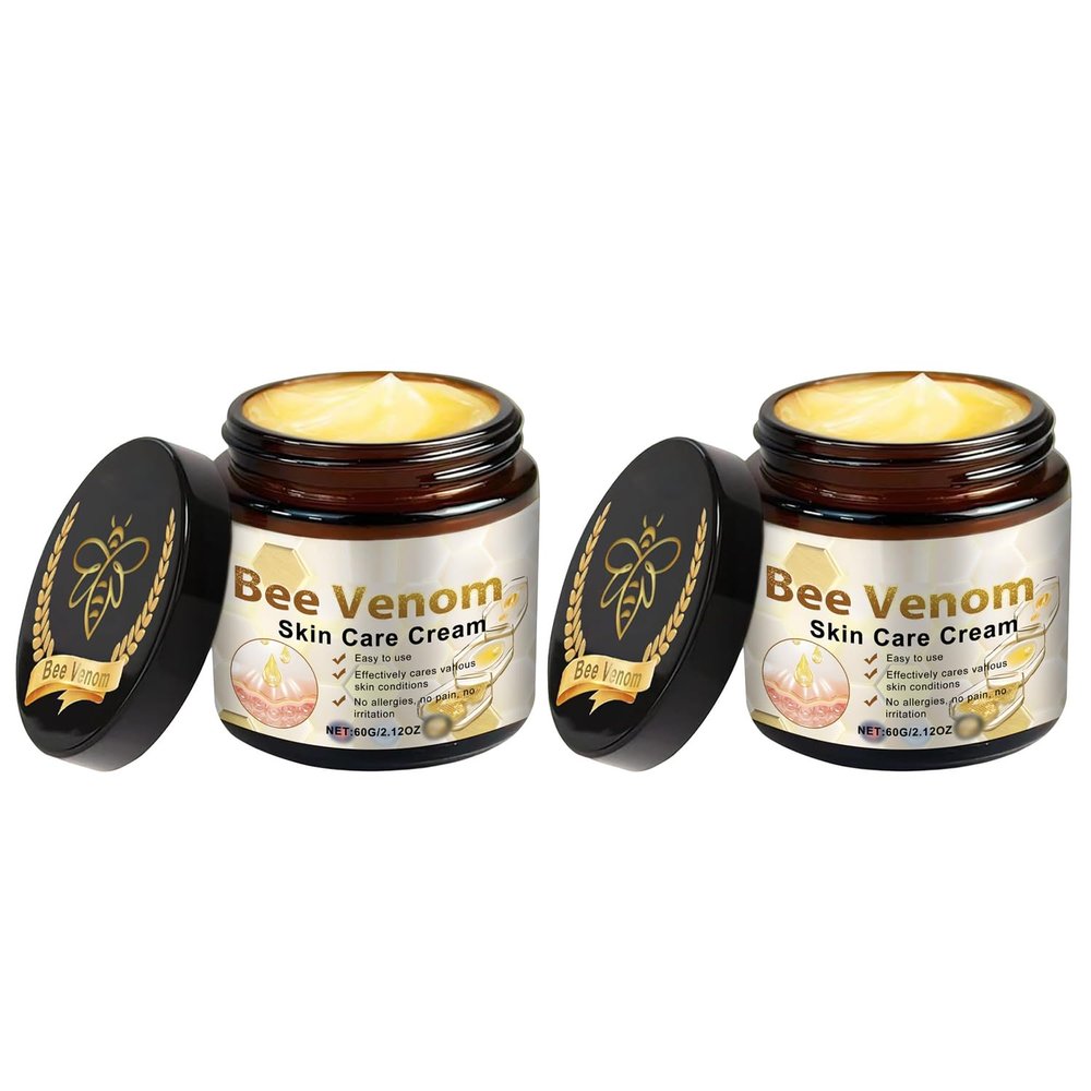 2 Bottle Bee Venom Skin Care Cream, 2.12oz, Mild Formula for All Skin Types, Non-Irritating