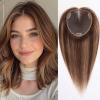 starluck 6x5 inch Large Swiss Base SilkHug 14 Inch Real Human Hair Toppers,60 Gram, 100% Real Human Hair Toppers for Women with thinning (Mixed Brown,T4/4/BC#, no Bangs) view 1