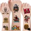 100pcs Pirate Party Supplies Temporary Tattoos Cartoon Pirate Sticker for Nautical Birthday, Skull Crew, Treasure, Pirate Ship Kids Boys Home Activity Class Prizes Carnival Christmas Rewards view 1