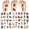 100pcs Pirate Party Supplies Temporary Tattoos Cartoon Pirate Sticker for Nautical Birthday, Skull Crew, Treasure, Pirate Ship Kids Boys Home Activity Class Prizes Carnival Christmas Rewards view 3