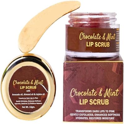 Chocolate & Mint Lip Scrub, Dark Lips to Pink Treatment, Natural Oils Formula, Exfoliating & Hydrating, 15g