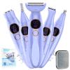 5 in 1 Bikini Trimmer for Women,IPX7 Waterproof Cordless Replaceable Pubic,Eyebrow,Facial Electric Razors&Nose Hair Trimmer&Painless Body Shaver for Arms Legs Underarms,USB Charge,LED Display,Wet&Dry view 1