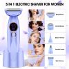 5 in 1 Bikini Trimmer for Women,IPX7 Waterproof Cordless Replaceable Pubic,Eyebrow,Facial Electric Razors&Nose Hair Trimmer&Painless Body Shaver for Arms Legs Underarms,USB Charge,LED Display,Wet&Dry view 2
