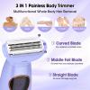 5 in 1 Bikini Trimmer for Women,IPX7 Waterproof Cordless Replaceable Pubic,Eyebrow,Facial Electric Razors&Nose Hair Trimmer&Painless Body Shaver for Arms Legs Underarms,USB Charge,LED Display,Wet&Dry view 3