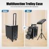 3 Drawers Adjustable Tattoo Travel Case with Armrest, Metal Panel Travel Case on Wheels Portable, Tattoo Armrest Stand for Beauty Stand Cosmetic Makeup Case (Metal Panel) view 3