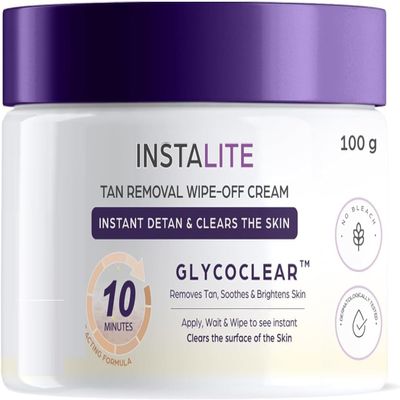 Instalite Tan Removal Wipe-Off Cream with Glycoclear, 100g, 10 Minute Formula for Instant Detan