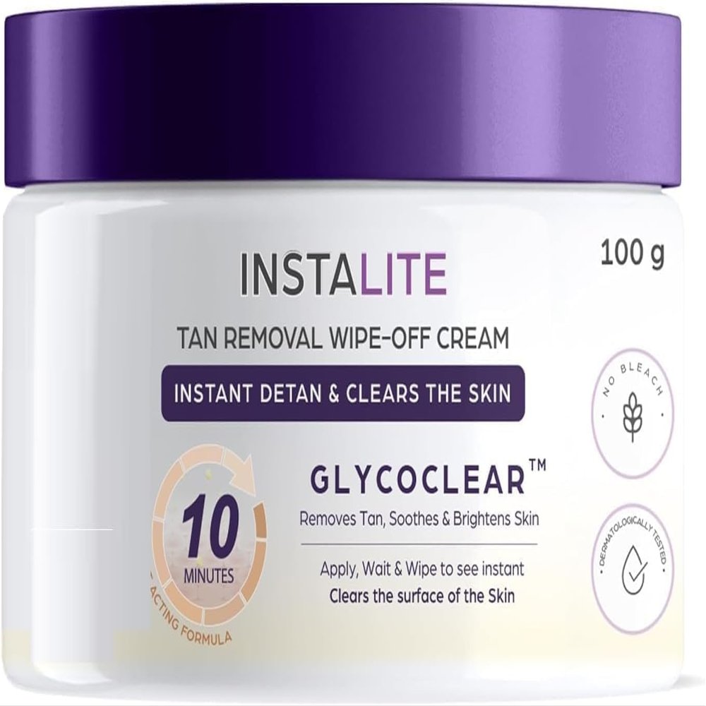 Instalite Tan Removal Wipe-Off Cream with Glycoclear, 100g, 10 Minute Formula for Instant Detan