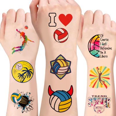 100PCS Volleyball Sports Temporary Tattoos for Kids,Super Cute Volleyball Themed Birthday Party Favors, Supplies, Decorations, Fake Tattoo Stickers, School Rewards Gifts for Boys Girls
