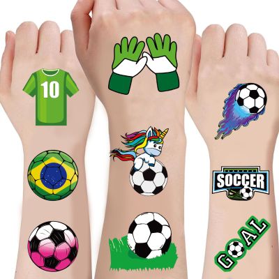 100PCS Soccer Ball Temporary Tattoos Themed Birthday Party Decorations Favors Supplies Decor Europa World Cup Football Sports Player Tattoo Stickers Gifts For Game Boys Girls Class