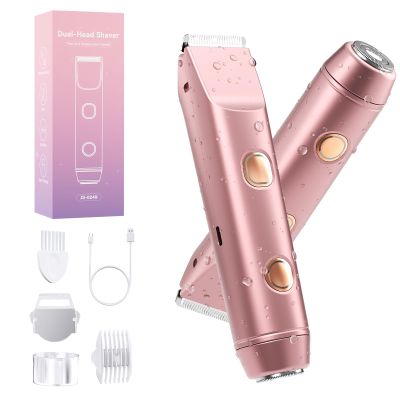 Bikini Trimmer for Women: Electric Razors & Shaver [IPX7 Waterproof] with Dual Heads for Body Pubic Hair - Rechargeable Wet Dry Lady Hair Trimmer 2 in 1 for Underarm Leg Arm Face