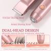 Bikini Trimmer for Women: Electric Razors & Shaver [IPX7 Waterproof] with Dual Heads for Body Pubic Hair - Rechargeable Wet Dry Lady Hair Trimmer 2 in 1 for Underarm Leg Arm Face view 2
