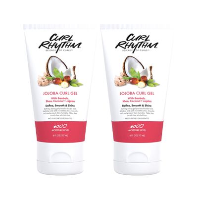 Curl Rhythm Jojoba Curl Gel - Defining Hair Gel for Bouncy, Nourished Waves - Curly Hair Styling Gel with Shea and Coconut - Sulfate Free - 2 pc
