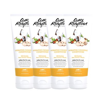 Curl Rhythm Hydrating Cleanser Conditioner - Co-wash with Shea, Marula, and Coconut - Curly Hair Conditioner - Removes Dirt and Buildup - 4 pc