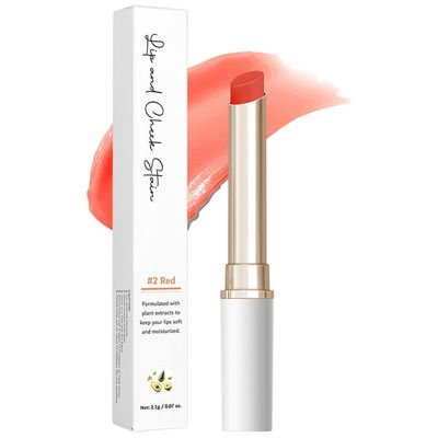 BEUKING Moisturizing Lip Balm, Colored Lip Cheek Dual Use Tint Long Lasting Color Changing with PH High Pigmented Nourishing Lipstick For Daily Lip Care (#2 Red)
