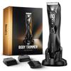 Lijecozy Pubic Hair Trimmer for Man - Cordless Body Hair Trimmer for Men - Electric Ball Shaver with Display & Light - Waterproof Wet/Dry Groomer kit for Groin - 4000K Light - Cosmic Black view 1