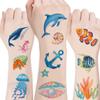 100 PCS Ocean Animal Shark Whale Temporary Tattoos for Kids Super Cute Themed Birthday Party Favors, Supplies, Decorations, Fake Tattoo Stickers view 1