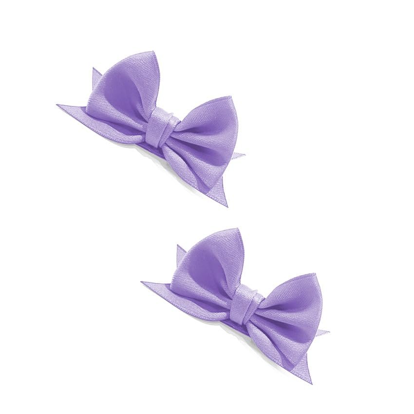 Bownita Girl's' Classic Handmade Nekomimi Hair Clips, Snag-Free, No-Slip, Mini Size (Lt. Orchid)