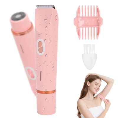 ZESTEFY Bikini Trimmer for Women, 2 in 1 Dual Head Electric Shaver for Women, Ipx7 Bikini Trimmer for Womens Pubic Hair, Cordless for Womens Private Area, Wet and Dry (Pink)