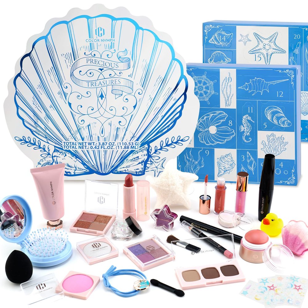 Color Nymph Makeup Advent Calendar 2025, 24 Days Surprise Beauty Makeup Gift Sets for Adlut Women & Teen Girls, 2025 Christmas Countdown Calendar Holiday Full Cosmetic Kit (Blue)