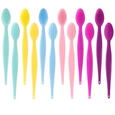 Yoizyfree Lip Scrub Brush - 12 Pcs Lip Scrubber Dual-ended Lip Exfoliator Brush,2-in-1 Silicone Lip Brushes Lip Mask Applicator Lip Scrub Tool