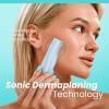 Sonic Dermaplaning Tool for Face - Rechargeable Dermaplane Razor with 6 Refill Dermablades, Facial Hair & Peach Fuzz Remover for Women (Blue) view 2