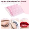 200 PCS Eyelash Extension Supplies Kit include a disposable micro swab brush, eyebrow comb, lip balm brush, mascara brush, makeup brush, for eyelash extension surgery, and lip makeup (Crystal Pink) view 4
