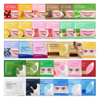 15 Pairs of Under Eye Patches and 15 Packs Lip Masks Gift Set,Nourishing Under Eye Masks Bulk for Dark Circles,Moisturizing Lip Patches,Hydrating Travel Eyemasks and Lipmasks for Women and Men