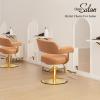 OmySalon Barber Chairs for Barbershop Brown and Gold Styling Chair, Salon Chair for Hair Stylist Heavy Duty Hydraulic Pump, 360Swivel with Footrest, Hairdressing Home Beauty Spa Braiding Equipment view 3