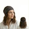 Najia Symbol 100% Linen Hairband Wrap Breathable Sweat Wicking More Comfortable Than Silk for Yoga and Sports Grey view 1