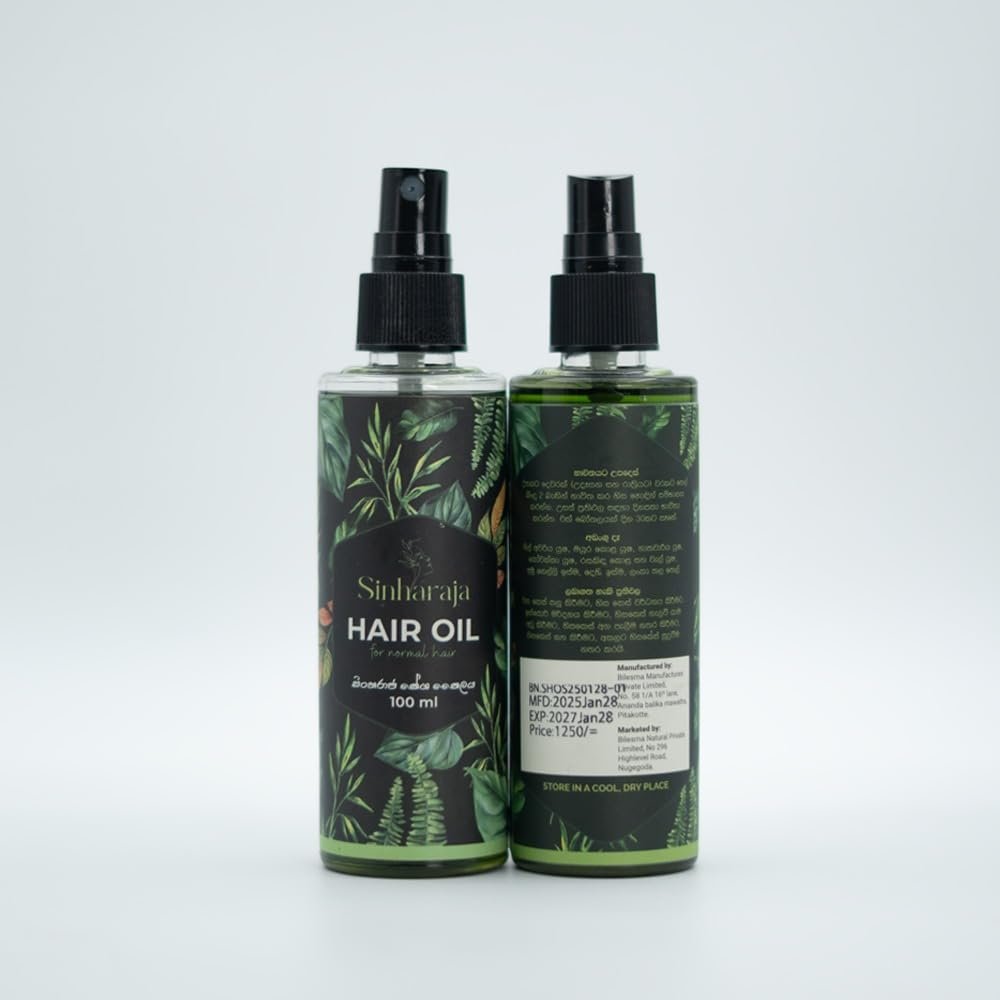 Bilesma Natural Sinharaja Hair Oil for Normal Hair, Ayurvedic Herbal Hair Oil, Helps Promote Hair Growth, Reduce Hair Fall & Dandruff, Adds Shine & Strength, Lightweight Scalp  100 ml (3.38 fl oz)