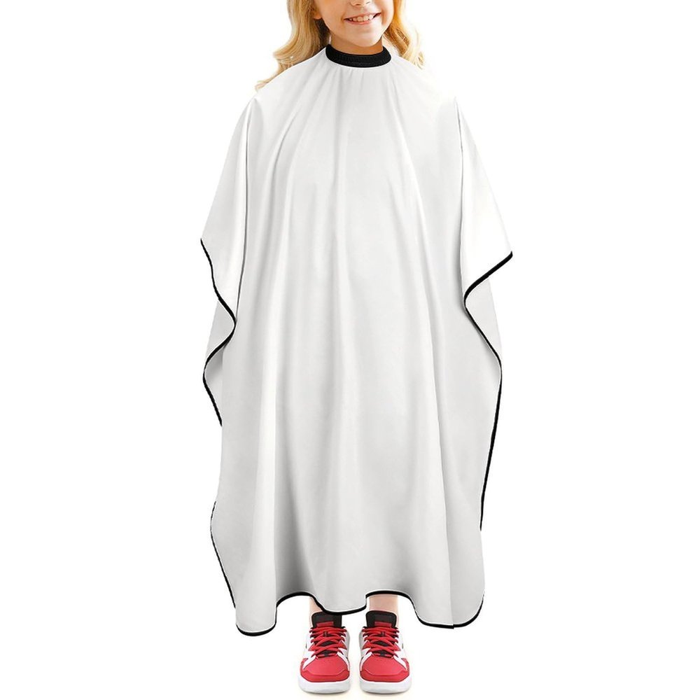 Fashion Salon Barber Cape Professional Hair Cutting Cape with Adjustable Snap Closure White