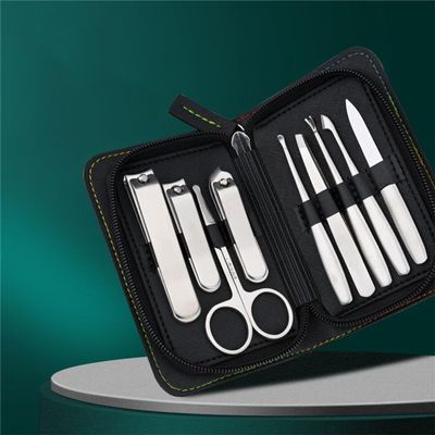 Manicure Set Pedicure Sets Nail Clipper Stainless Steel Nail Cutter Tools with Travel Case Kit,Green (Silver)
