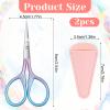 2 Pcs 3.54 Inch Small Eyebrow Scissors Eye Brow Scissors for Women Mini Cosmetic Scissor fit Facial Facial Hair Eyebrows Beard Ear Nose Moustache Sewing Blue Pink Gradient Stainless Steel view 2