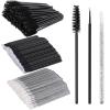 200 PCS Eyelash Extension Supplies Kit include a disposable micro swab brush, eyebrow comb, lip balm brush, mascara brush, makeup brush, for eyelash extension surgery, and lip makeup (Black) view 1
